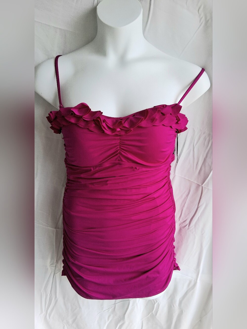 Kenneth Cole New York Fuschia Tummy Toner One Piece Swim Dress Sz XL NWT